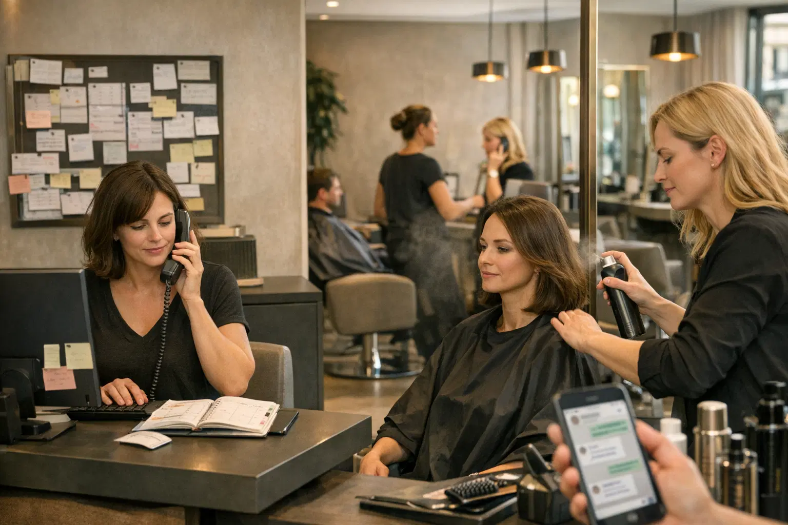 Friseursalon mit Terminorganisation, Erreichbarkeit und konzentriertem Betriebsalltag.